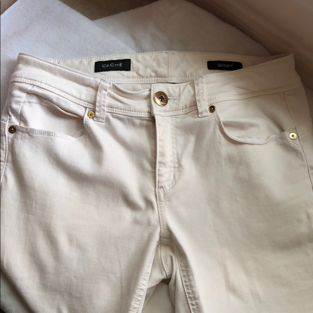 Cache brand white skinny jeans